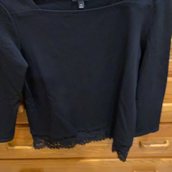 Talbots black top with lace trim - Picture 2 of 3